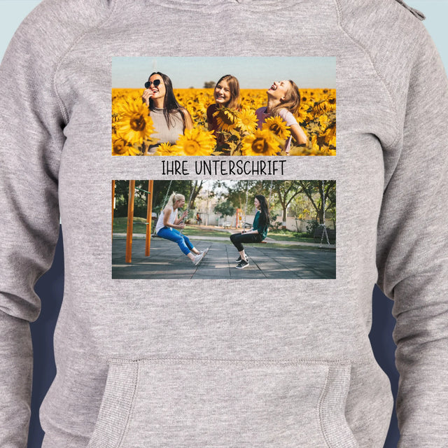 Fotocollage: 2 Fotos Und Unterschrift - Kapuzenpullover Für Damen
