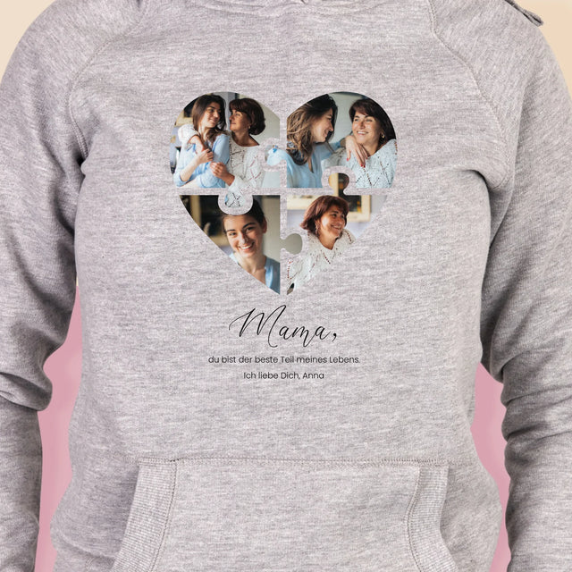 Fotocollage: Herz Puzzle Für Mama - Kapuzenpullover Für Damen