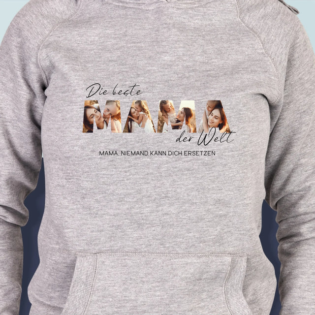 Buchstaben-Collage: Beste Mama Der Welt Fotos - Kapuzenpullover Für Damen