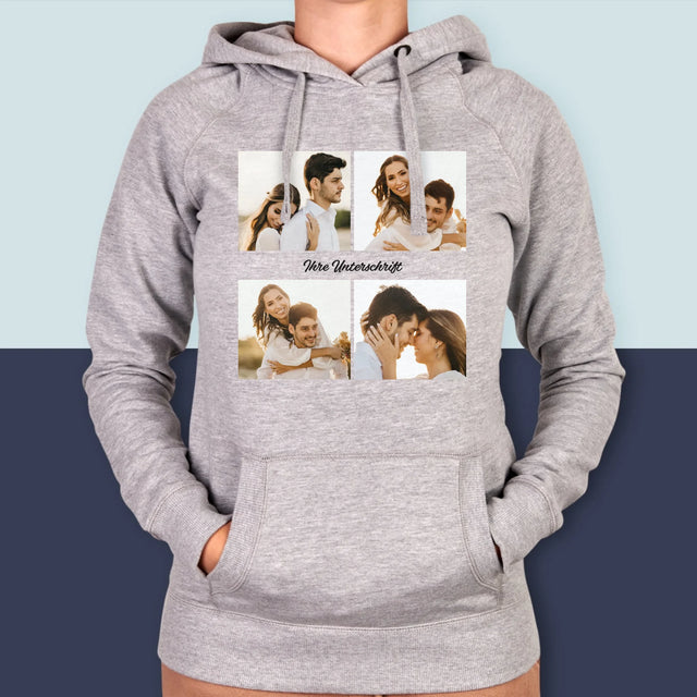 Fotocollage: 4 Fotos Und Unterschrift - Kapuzenpullover Für Damen