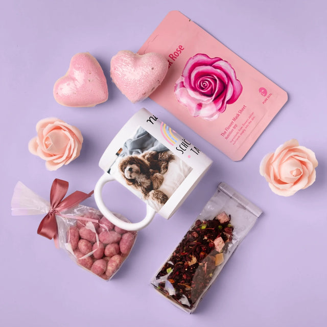 Fotocollage: Schönen Tag! - Geschenkset Mit Tasse Und Wellnessartikeln