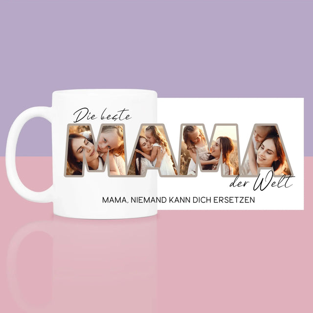 Buchstaben-Collage: Beste Mama Der Welt Fotos - Geschenkset Mit Tasse Und Wellnessartikeln