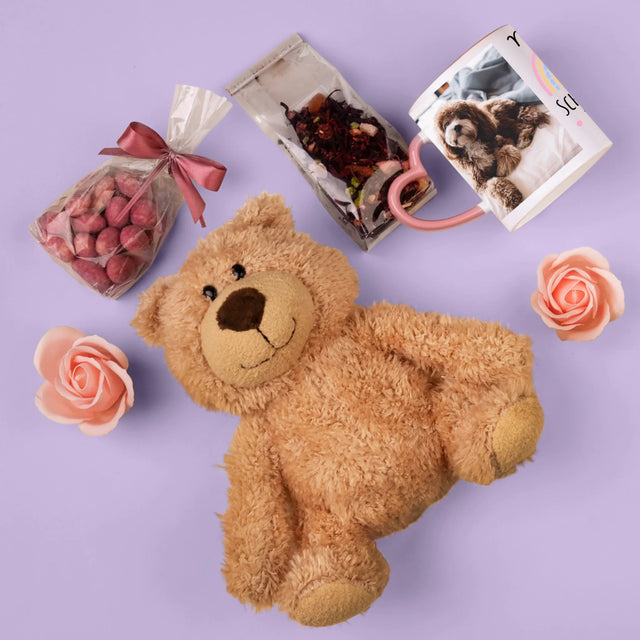 Fotocollage: Schönen Tag! - Geschenkset Mit Tasse, Teddybär Und Süßigkeiten