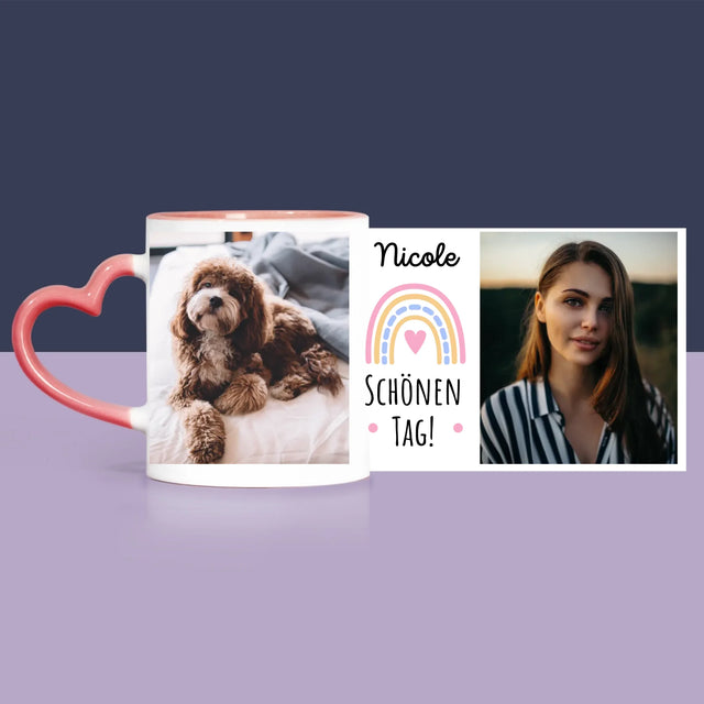 Fotocollage: Schönen Tag! - Geschenkset Mit Tasse, Teddybär Und Süßigkeiten