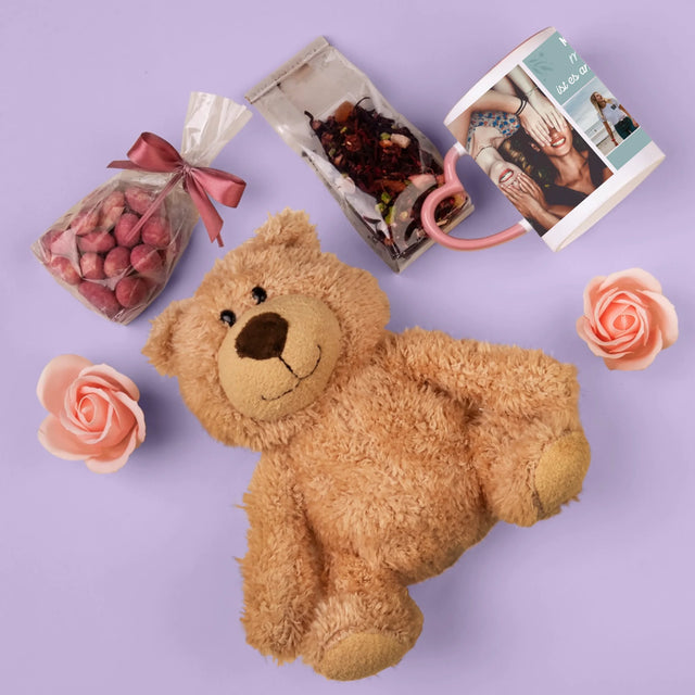 Fotocollage: Beste Freundinnen - Geschenkset Mit Tasse, Teddybär Und Süßigkeiten