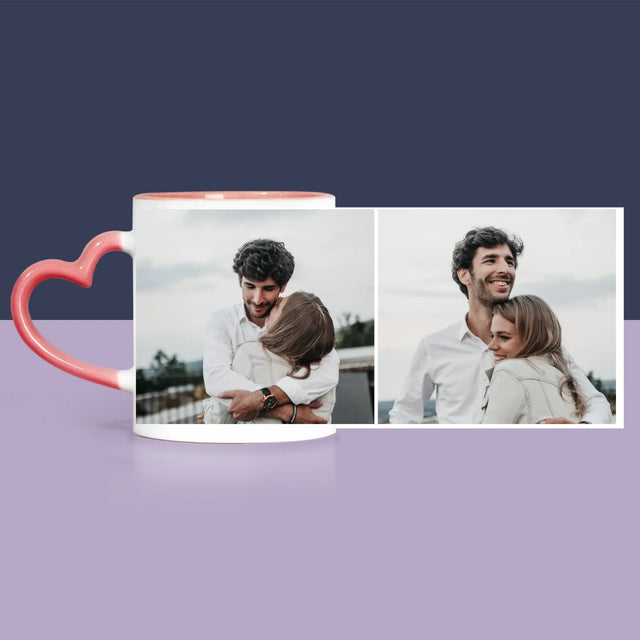 Fotocollage: 2 Fotos - Geschenkset Mit Tasse, Teddybär Und Süßigkeiten