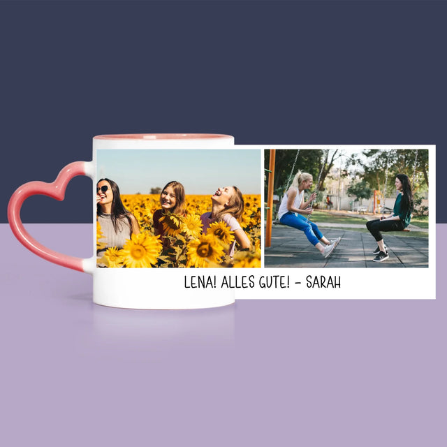 Fotocollage: 2 Fotos Und Unterschrift - Geschenkset Mit Tasse, Teddybär Und Süßigkeiten