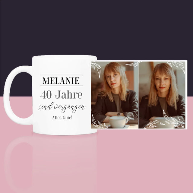 Fotocollage: 40 Jahre Vergangen - Geschenkset Mit Tasse, Tee Und Süßigkeiten