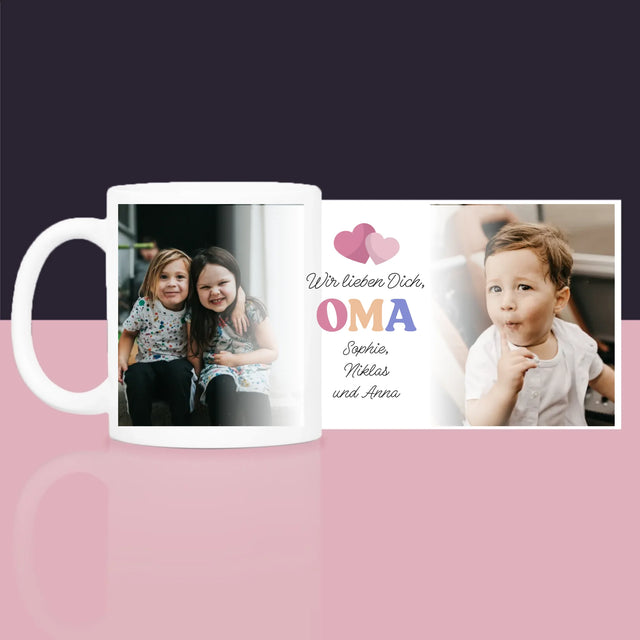Fotocollage: Wir Lieben Dich, Oma - Geschenkset Mit Tasse, Tee Und Süßigkeiten