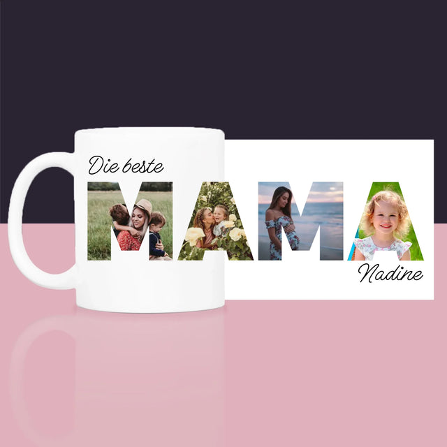 Buchstaben-Collage: Mama - Geschenkset Mit Tasse, Tee Und Süßigkeiten