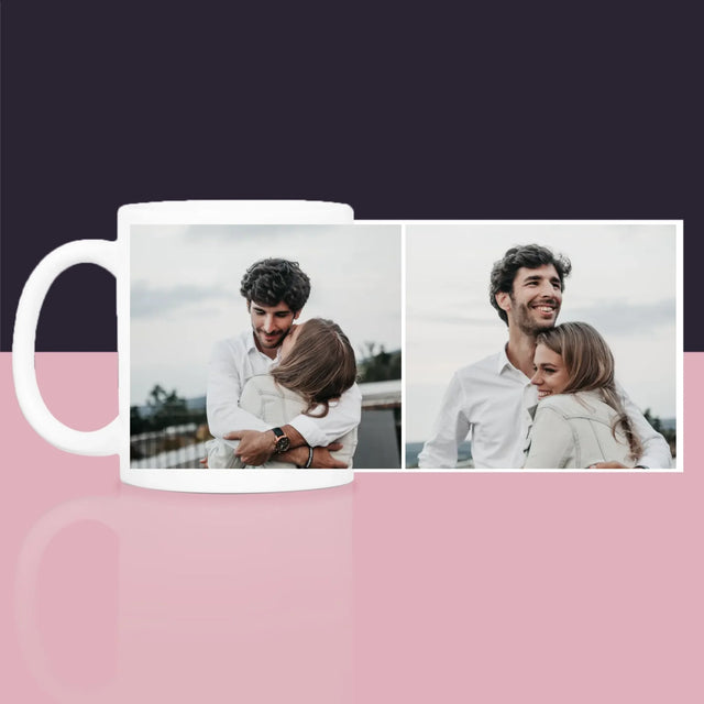 Fotocollage: 2 Fotos - Geschenkset Mit Tasse, Tee Und Süßigkeiten