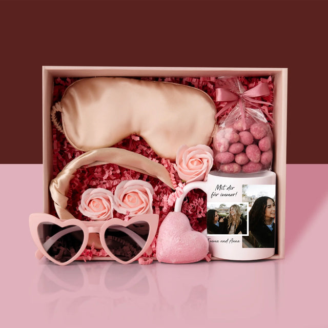 Fotocollage: Freundinnen Für Immer - Geschenkset Mit Einer Tasse Und Einem Satin-Haarband