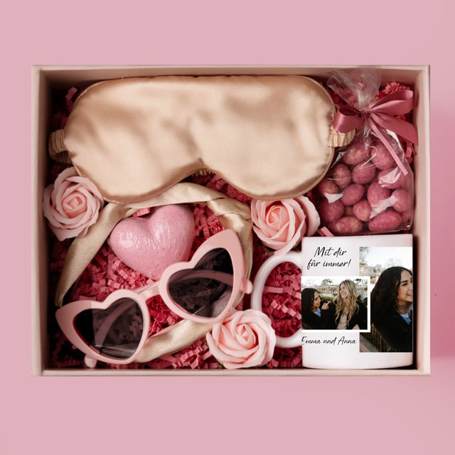 Fotocollage: Freundinnen Für Immer - Geschenkset Mit Einer Tasse Und Einem Satin-Haarband