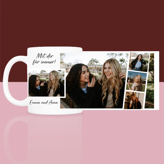 Fotocollage: Freundinnen Für Immer - Geschenkset Mit Einer Tasse Und Einem Satin-Haarband