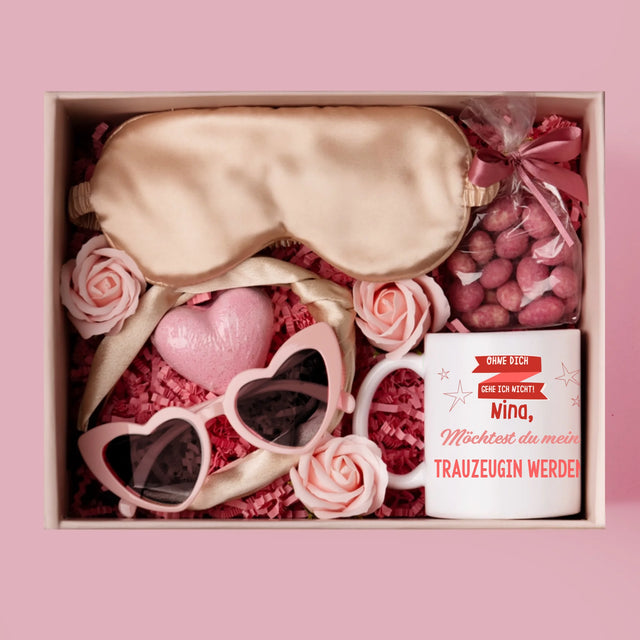 Name Und Unterschrift: Ohne Dich Gehe Ich Nicht - Geschenkset Mit Einer Tasse Und Einem Satin-Haarband