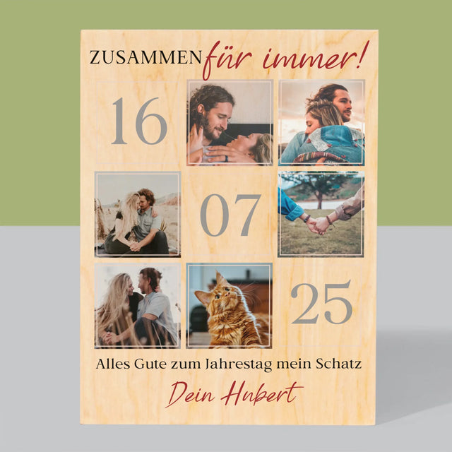 Fotocollage: Zusammen Für Immer - Druck Auf Holz