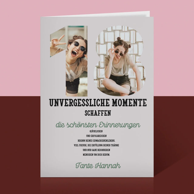 Buchstaben-Collage: 18. Geburtstag - Glückwunschkarte