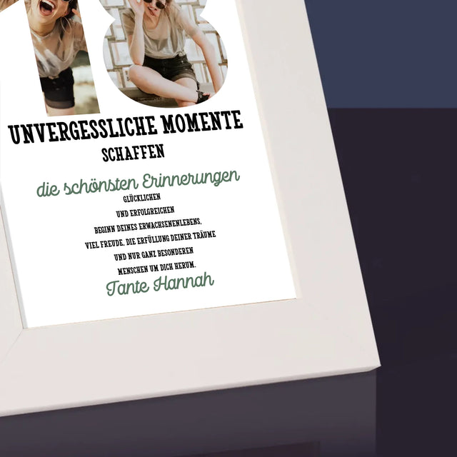 Buchstaben-Collage: 18. Geburtstag - Bilderrahmen