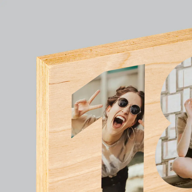 Buchstaben-Collage: 18. Geburtstag - Druck Auf Holz
