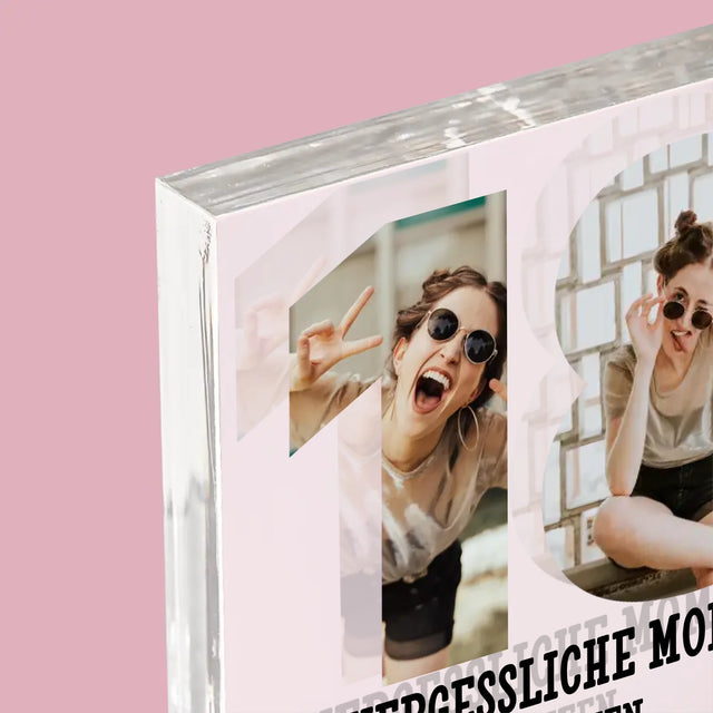 Buchstaben-Collage: 18. Geburtstag - Acrylblock