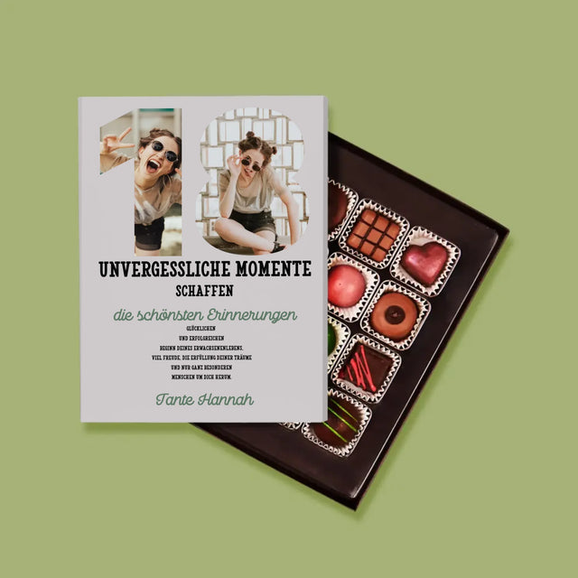 Buchstaben-Collage: 18. Geburtstag - Pralinen