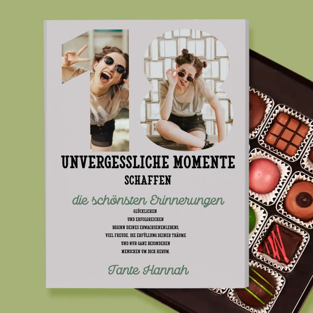 Buchstaben-Collage: 18. Geburtstag - Pralinen