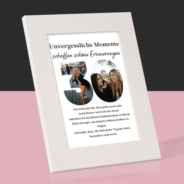 Buchstaben-Collage: 30. Geburtstag - Bilderrahmen
