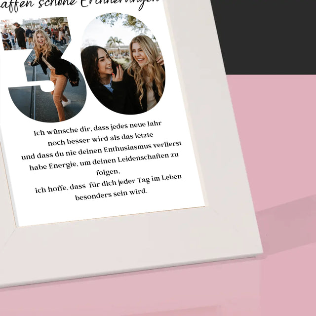 Buchstaben-Collage: 30. Geburtstag - Bilderrahmen