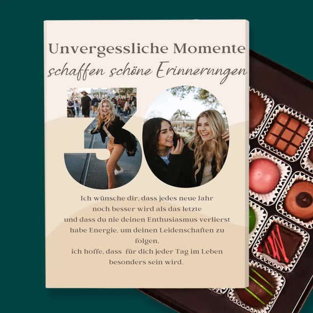 Buchstaben-Collage: 30. Geburtstag - Pralinen