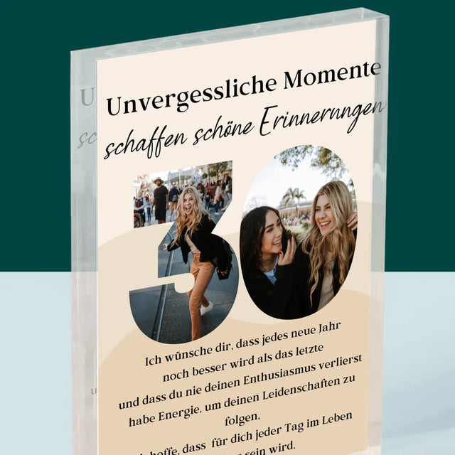 Buchstaben-Collage: 30. Geburtstag - Acrylblock