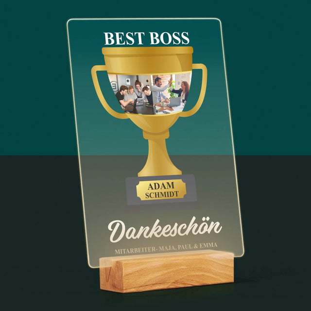 Fotocollage: Best Boss Pokal - Druck Auf Acrylglas