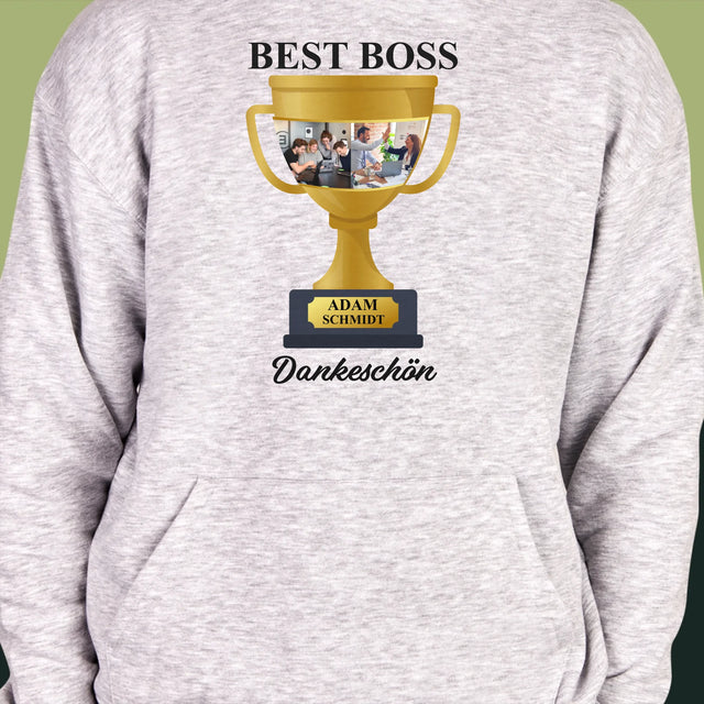 Fotocollage: Best Boss Pokal - Kapuzenpullover Für Herren