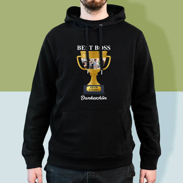 Fotocollage: Best Boss Pokal - Kapuzenpullover Für Herren
