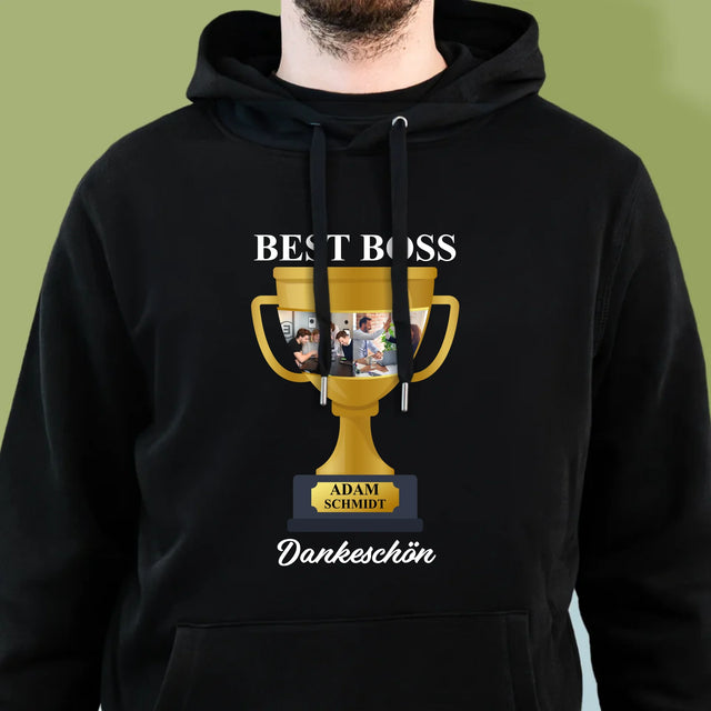 Fotocollage: Best Boss Pokal - Kapuzenpullover Für Herren