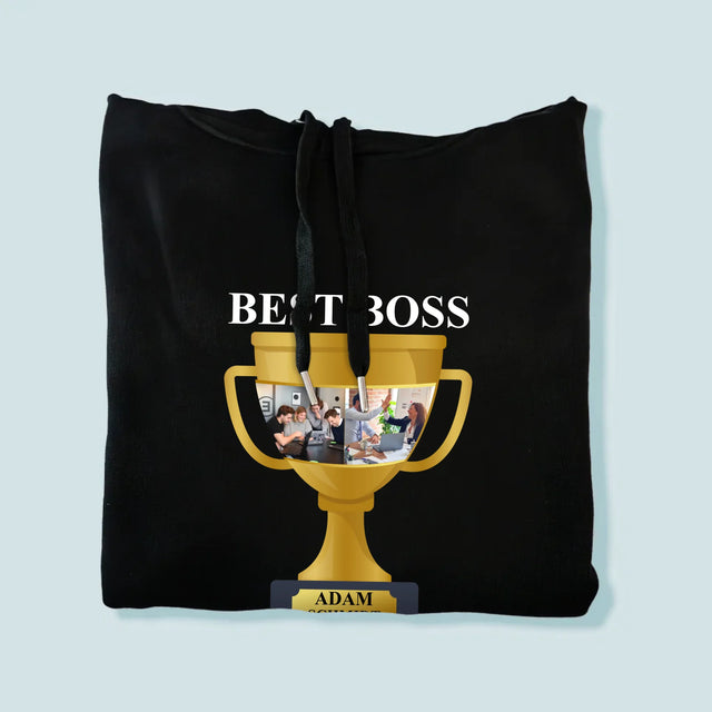 Fotocollage: Best Boss Pokal - Kapuzenpullover Für Herren