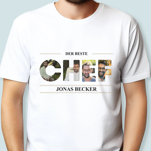 Buchstaben-Collage: Bester Chef 2 - T-Shirt Für Herren