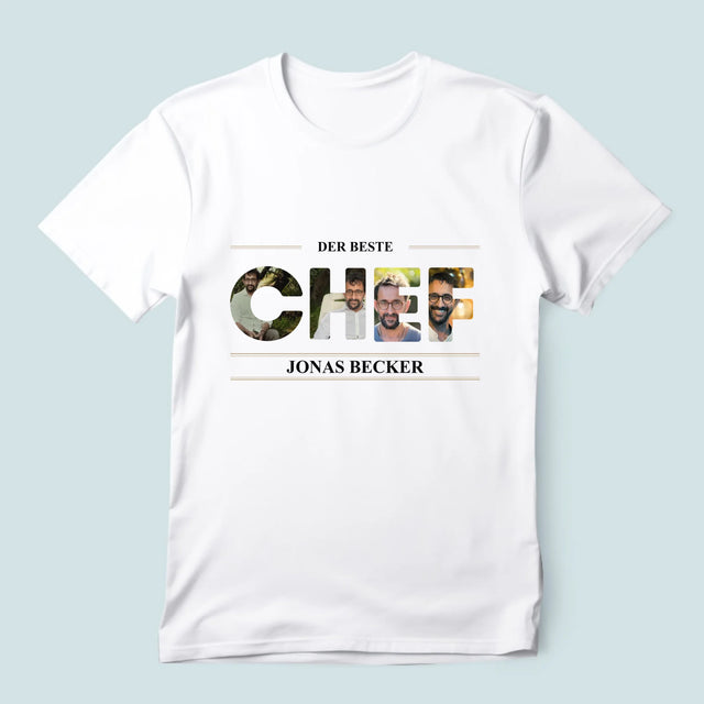 Buchstaben-Collage: Bester Chef 2 - T-Shirt Für Herren
