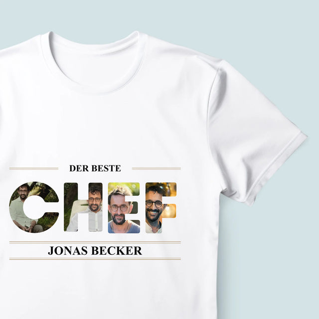 Buchstaben-Collage: Bester Chef 2 - T-Shirt Für Herren