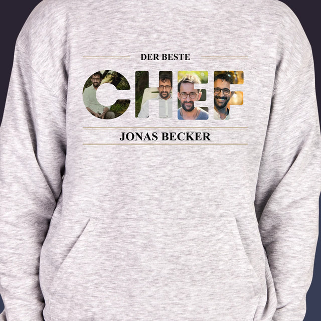 Buchstaben-Collage: Bester Chef 2 - Kapuzenpullover Für Herren