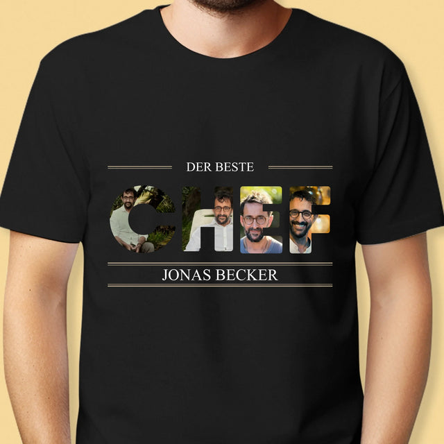 Buchstaben-Collage: Bester Chef 2 - T-Shirt Für Herren