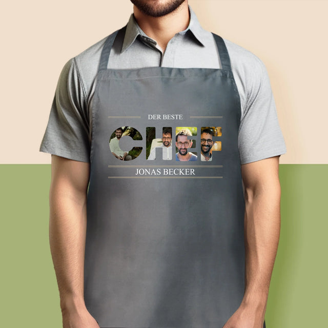 Buchstaben-Collage: Bester Chef 2 - Schürze