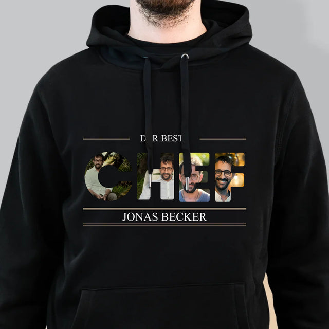 Buchstaben-Collage: Bester Chef 2 - Kapuzenpullover Für Herren
