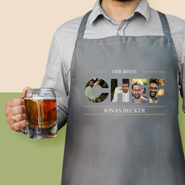 Buchstaben-Collage: Bester Chef 2 - Schürze