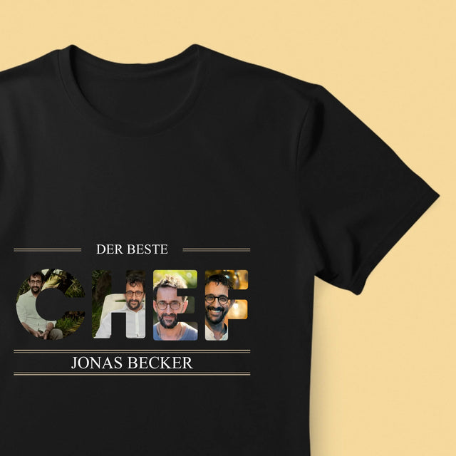 Buchstaben-Collage: Bester Chef 2 - T-Shirt Für Herren