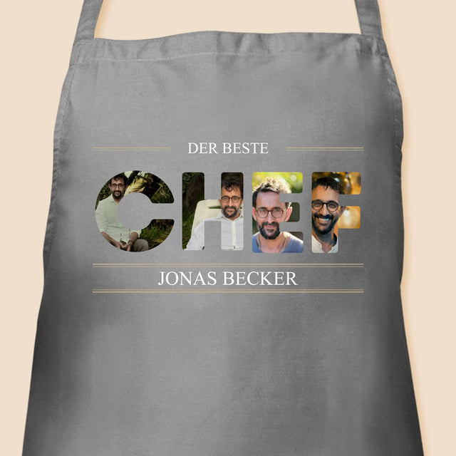 Buchstaben-Collage: Bester Chef 2 - Schürze