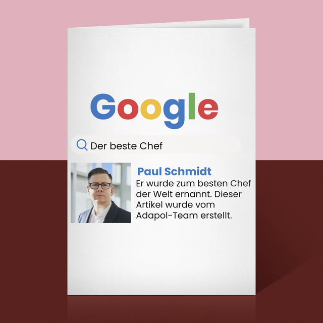Foto Und Unterschrift: Bester Chef Google Ergebnis - Glückwunschkarte