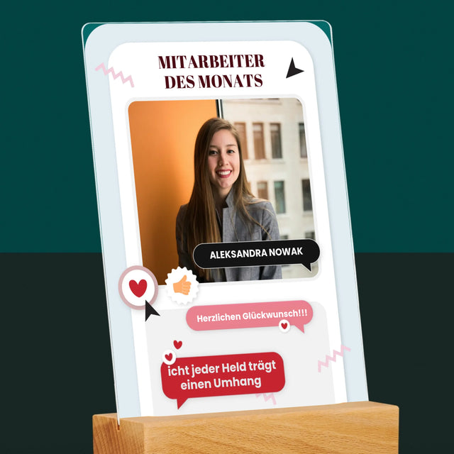 Foto Und Unterschrift: Mitarbeiter Des Monats - Druck Auf Acrylglas