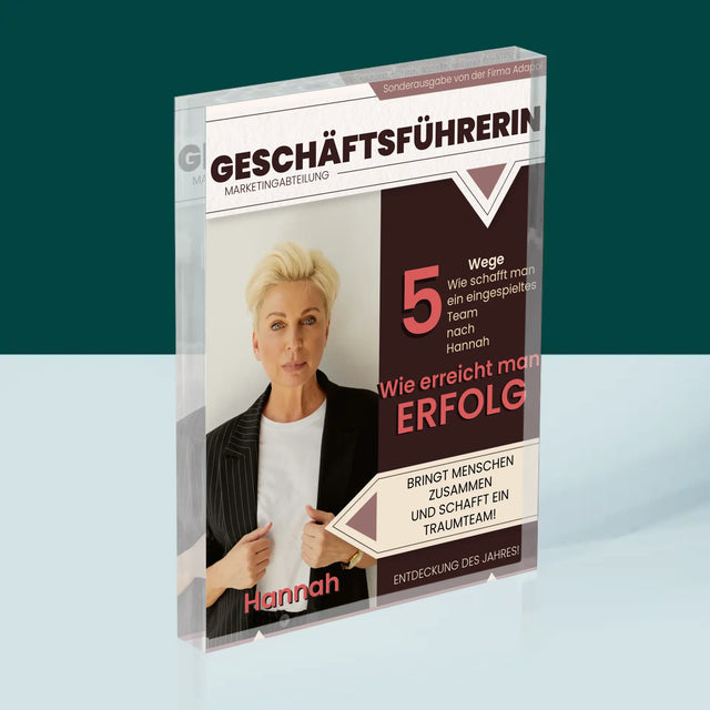 Magazin-Cover: Geschäftsführerin - Acrylblock