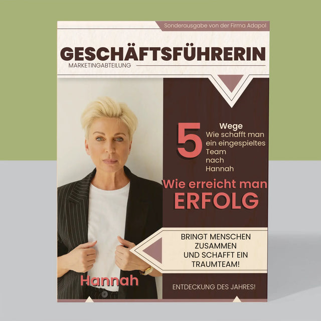 Magazin-Cover: Geschäftsführerin - Druck Auf Holz