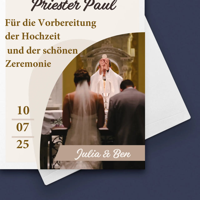 Foto Und Unterschrift: Danksagung Für Den Priester - Hochzeit - Glückwunschkarte